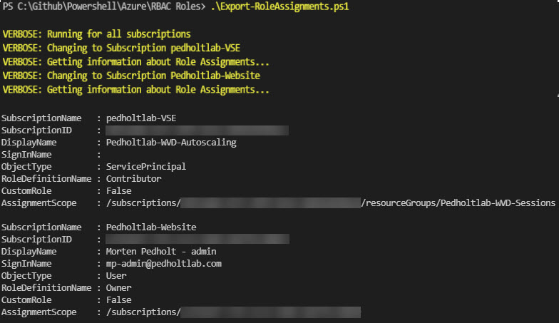 powershell get subscription role assignments